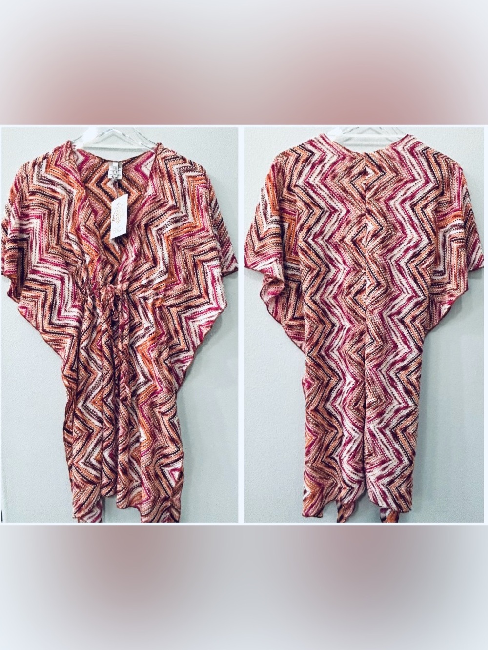 BECCA Chevron Print Tunic in Pink, Orange & Brown